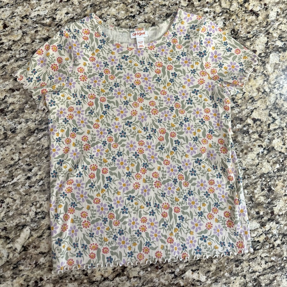 Cat & Jack Floral Kids Tee - Multicolor